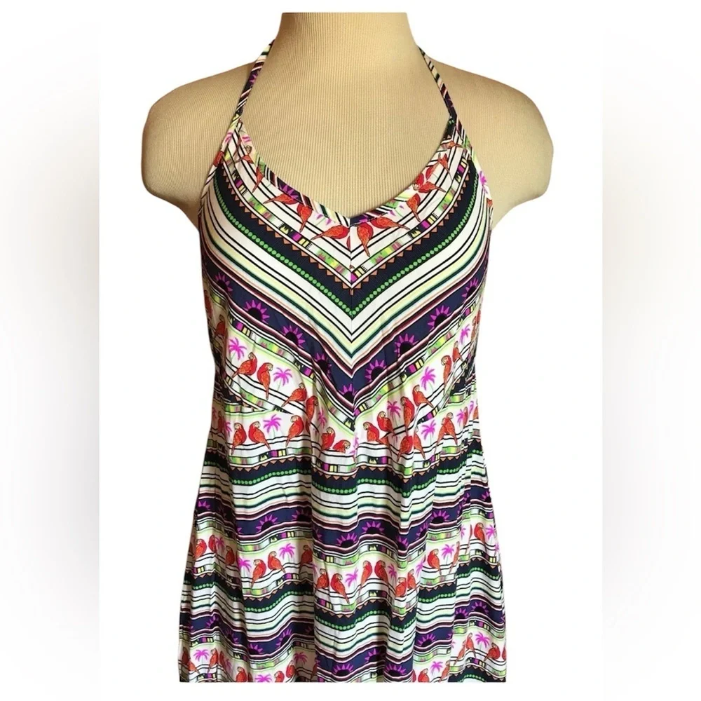 Mara Hoffman Swim Boho Tropical Maxi Dress S Parrot Print Resort Cover‎ Up